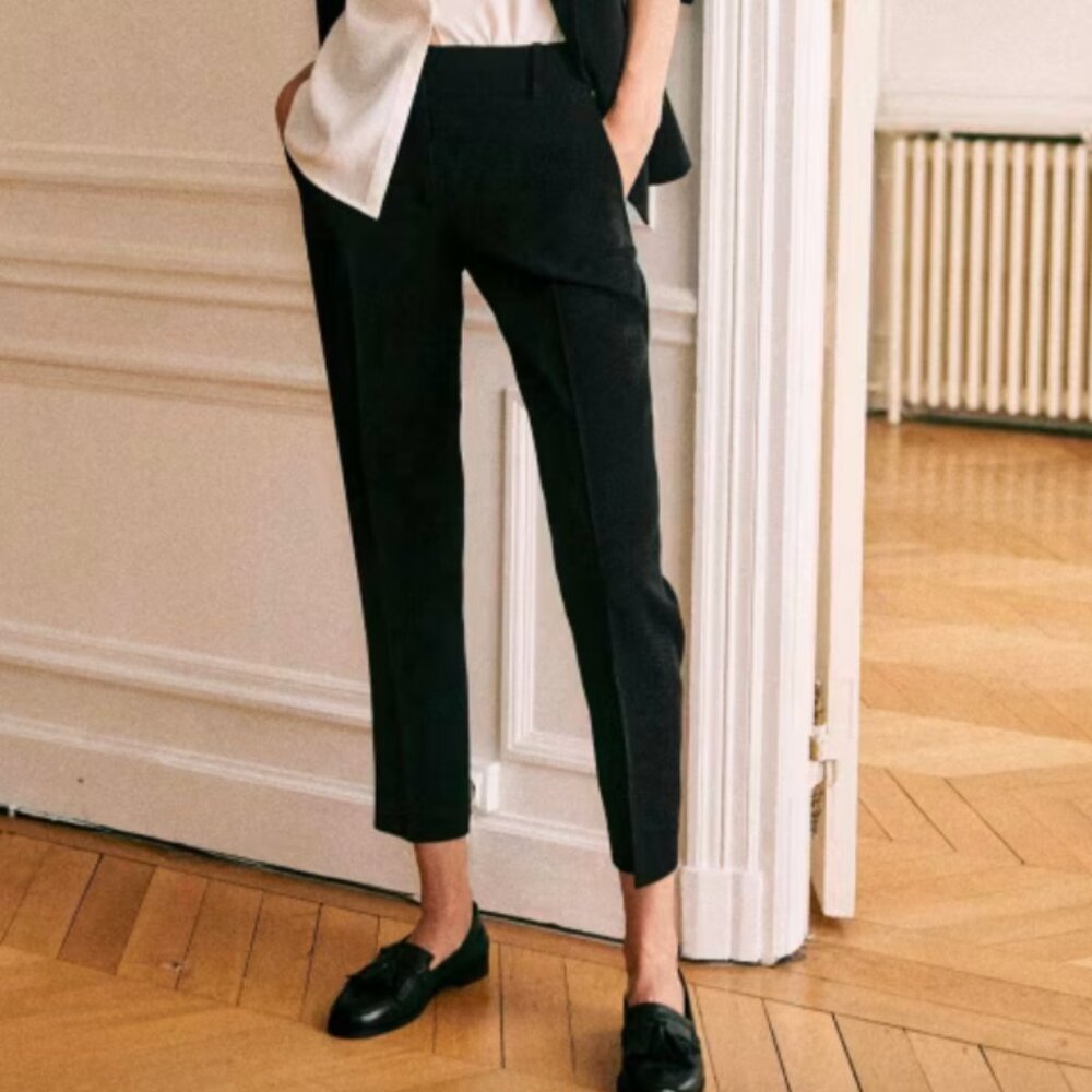 Sezane Gustavo Trousers, Black, Sz 6 (38)